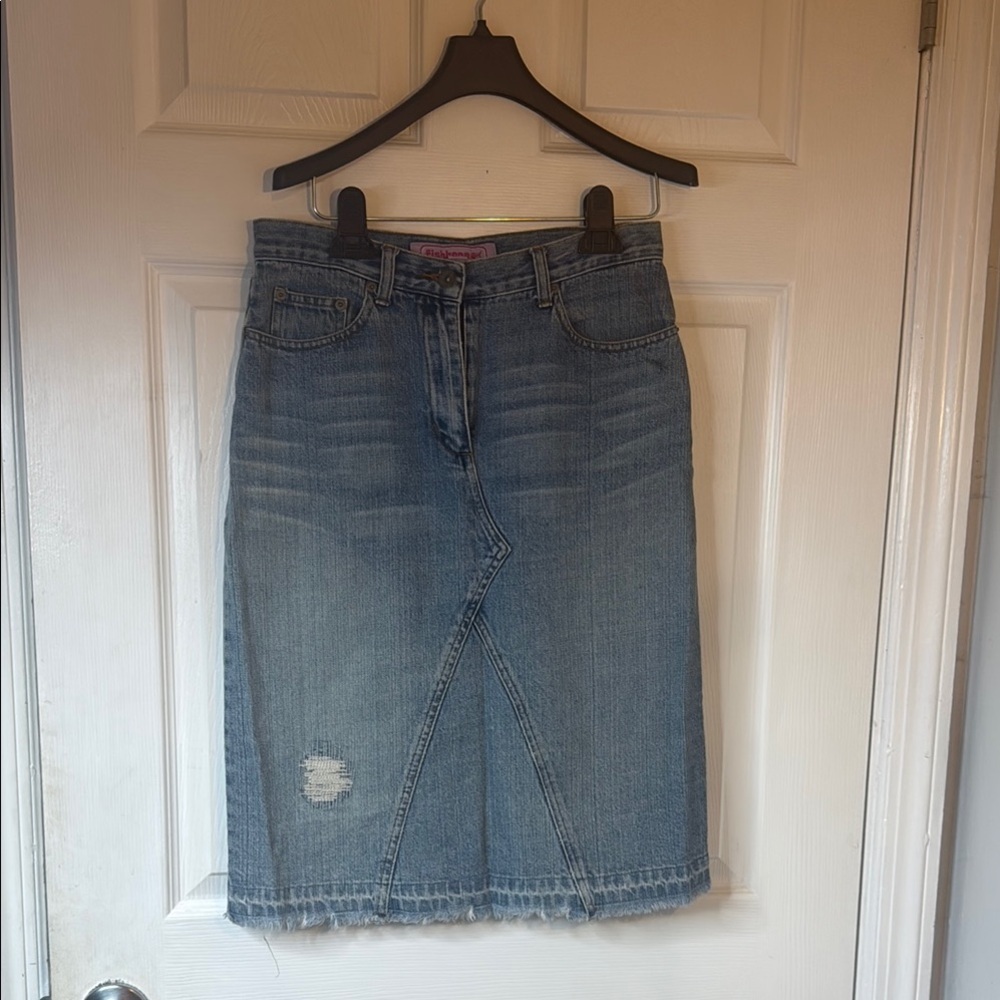 Fishbone Jean Skirt Blue Pencil Skirt